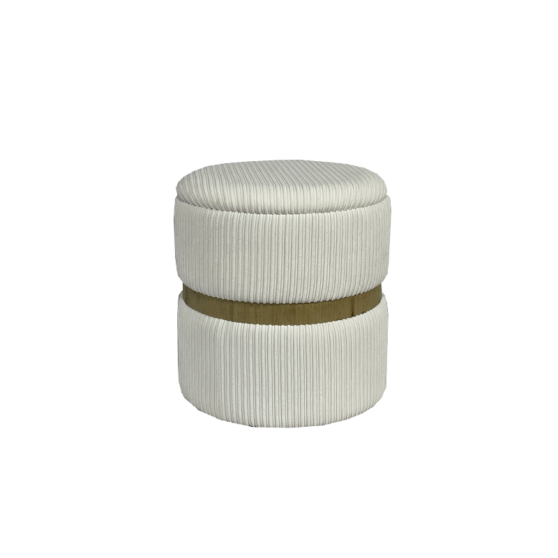 15.7'' Corduroy Pouf with Wood Circle – Velvet Comfort in Every Shade