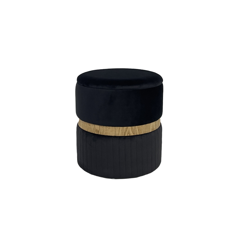 15.7'' Wooden Footstool Pouf - Minimalist Design in Rich Velvet Hues