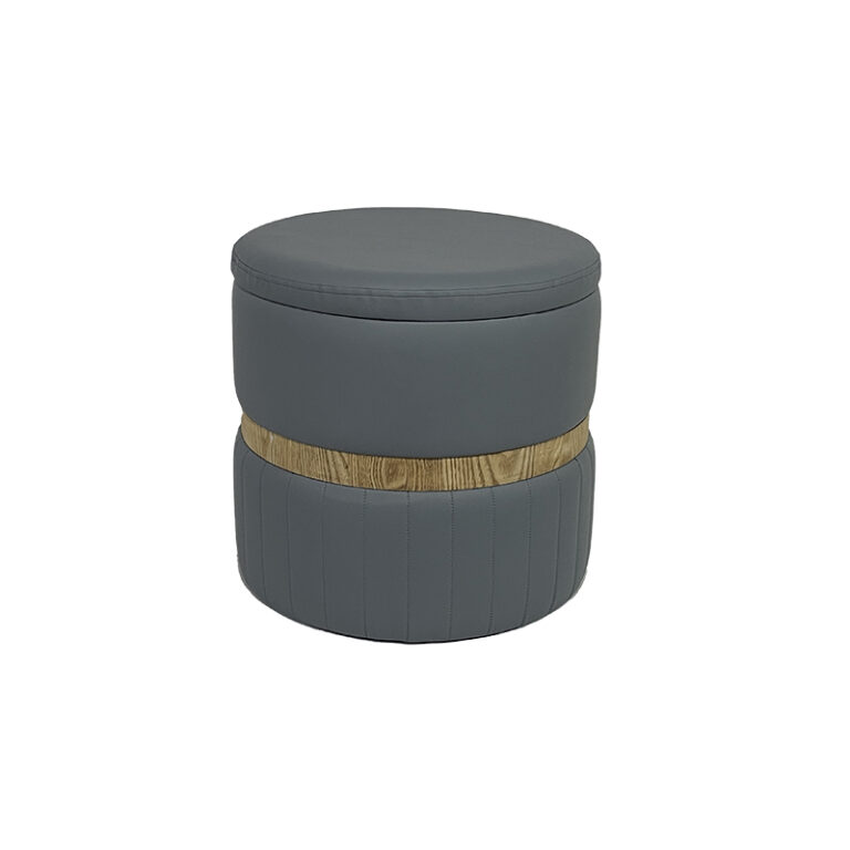 18'' Faux Leather Pouf - Sleek Design with Built-In Utility