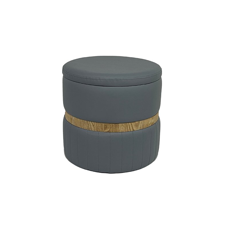 18'' Faux Leather Pouf - Sleek Design with Built-In Utility