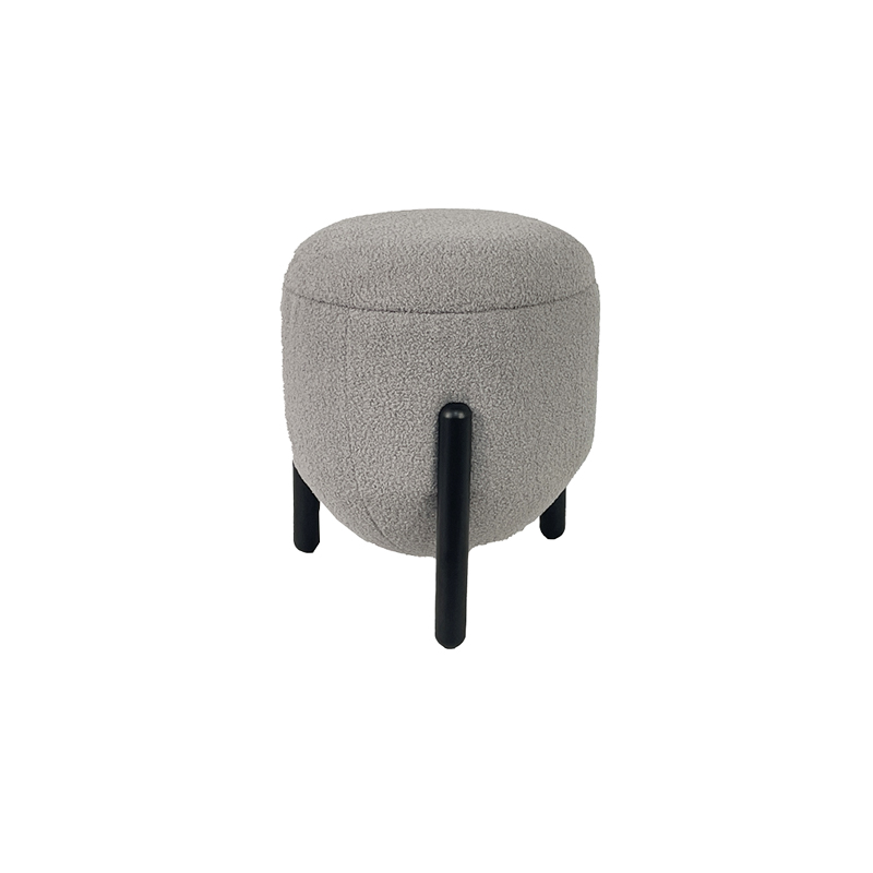 16.5 inch White Sherpa Fabric Small Vanity Stool with Storage