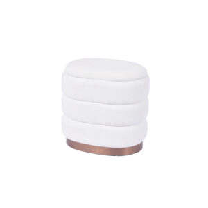 16'' Oval Storage Pouf in White Velvet – Perfect for Modern Bedrooms & Living Spaces