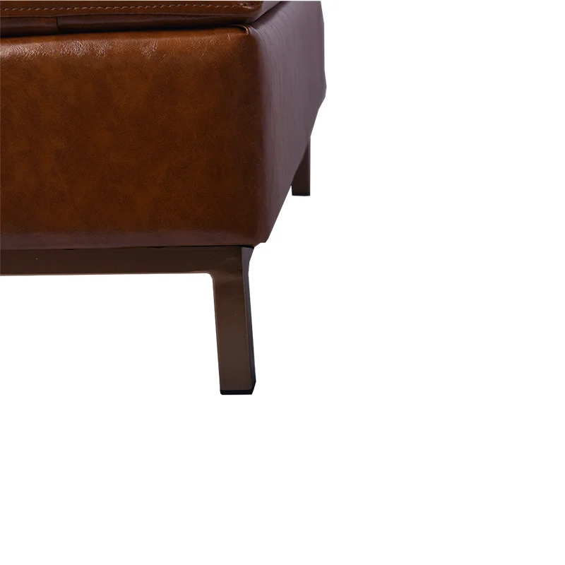 24inch Brown Leather Pouf Foot Rest Footrest with Metal Leg