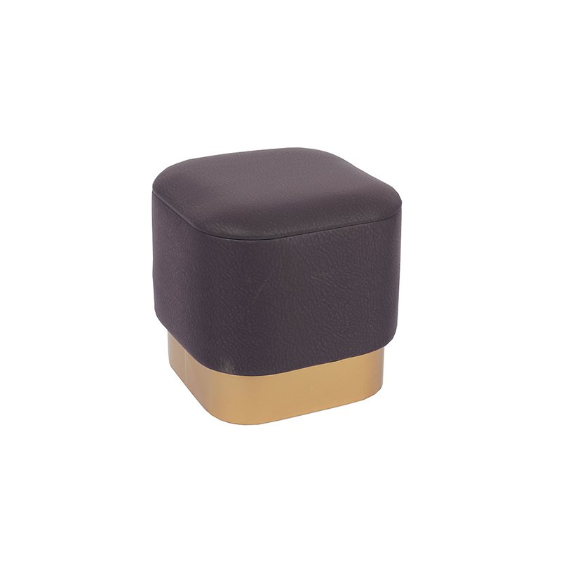 15 inch Grey Leather Square Ottoman Pouf with Storage