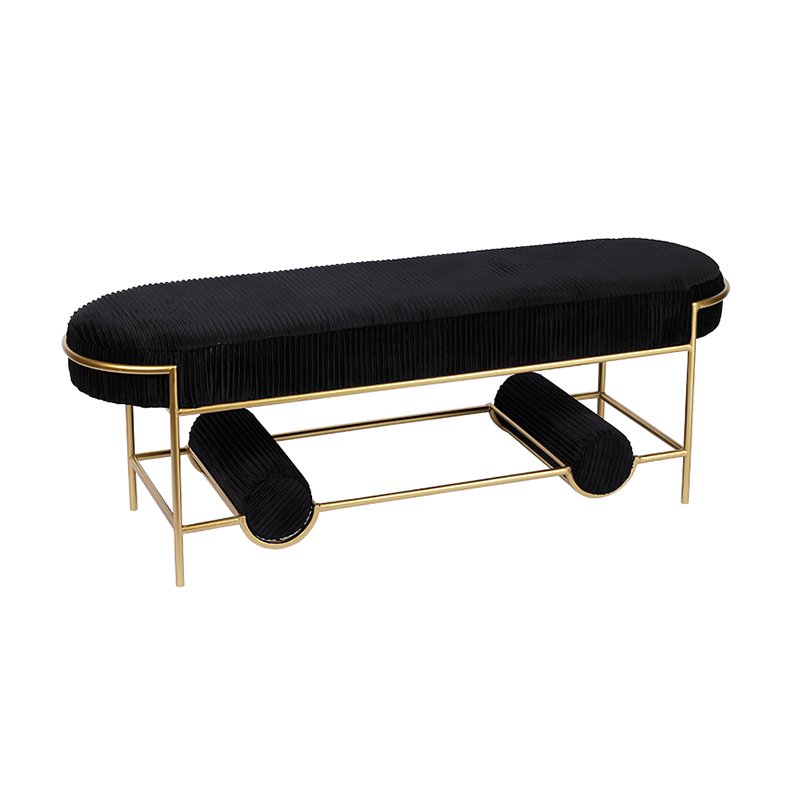 53.5'' Sleek Iron-Leg Bench with Soft Corduroy and Two Pillows – Scandinavian Style Comfort