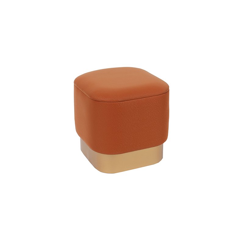 15 inch Grey Leather Square Ottoman Pouf with Storage