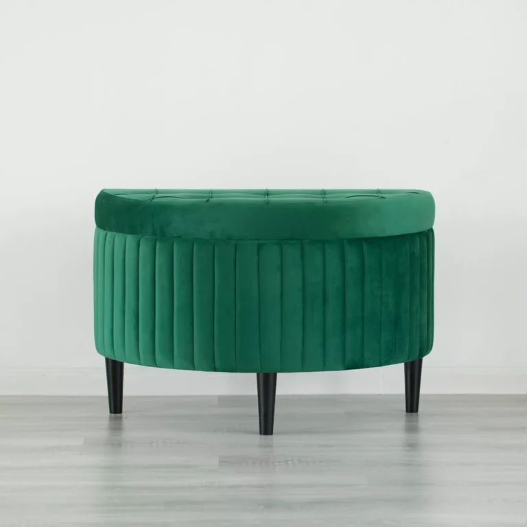 32.5inch Green Velvet Tufted Half Moon Storage Ottoman