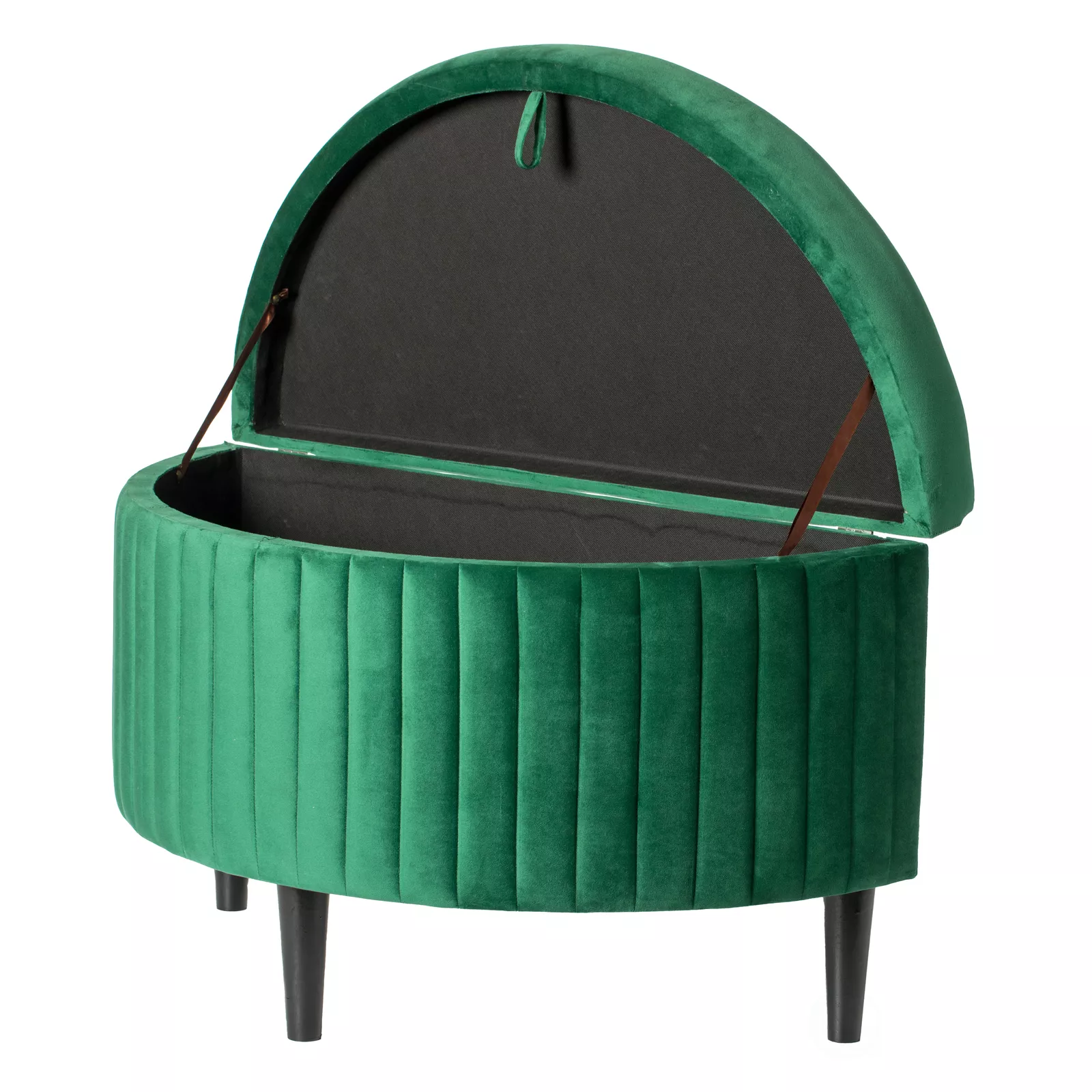 32.5inch Green Velvet Tufted Half Moon Storage Ottoman