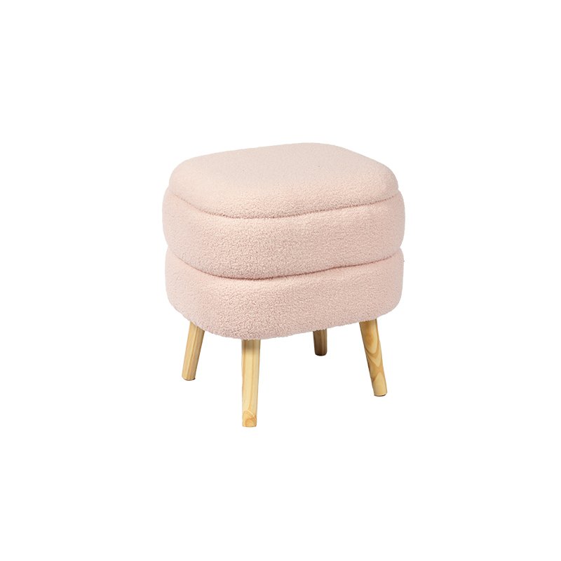 Wholesale 17.7” Oval Light Blue Boucle Footstool with Hidden Storage KD Leg