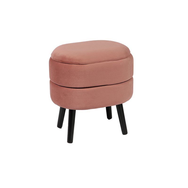 Wholesale 17.7'' Oval Blue Soft Fabric Footstool with Hidden Storage KD Leg