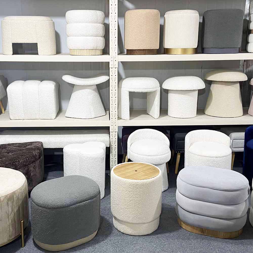 24 Inches Large Circle Ottoman Furniture with Storage and Lid
