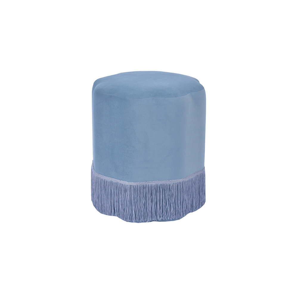 Custom 15.7'' Light Purple Upholstered Pouffe Ottoman with Tassel