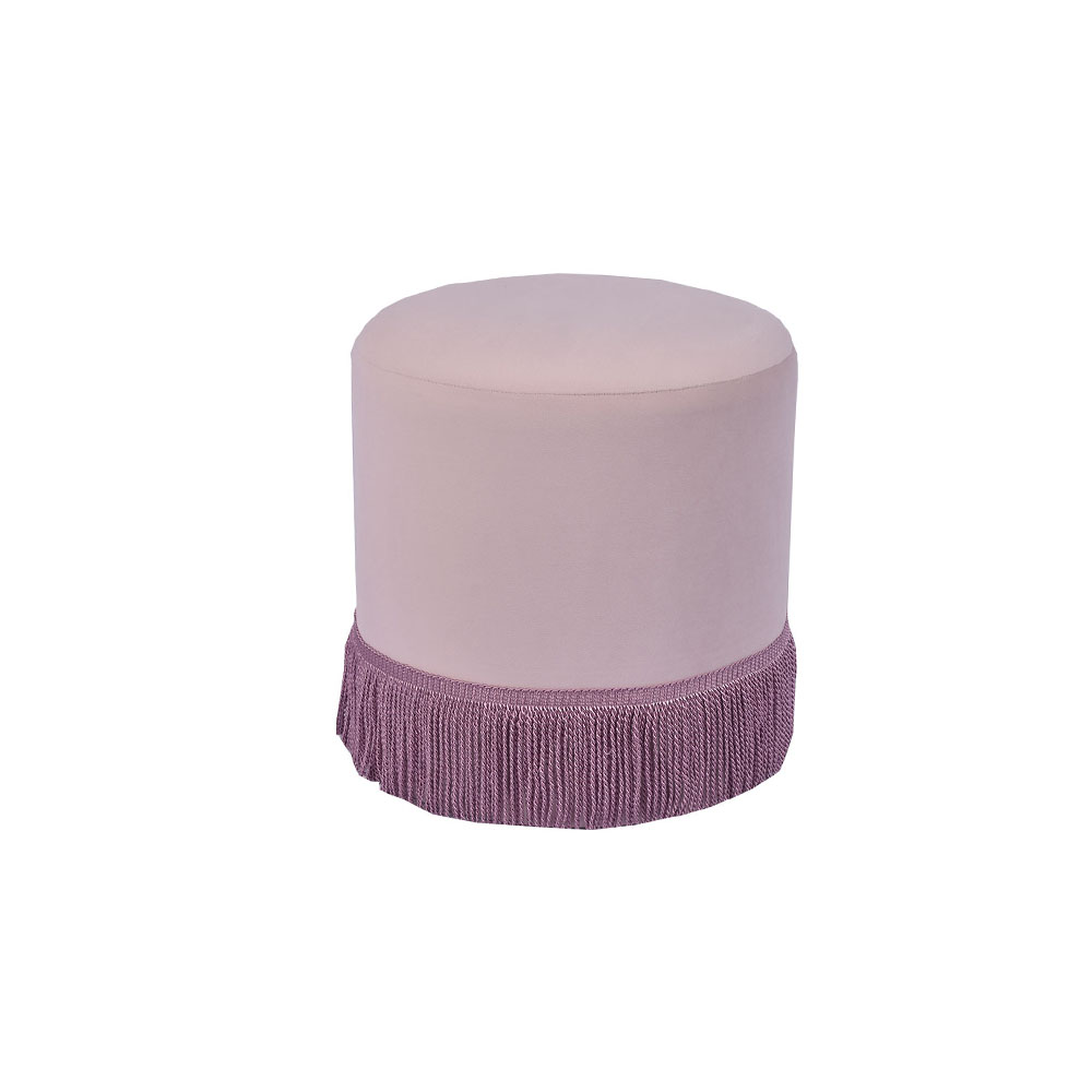 Custom 15.7'' Light Purple Upholstered Pouffe Ottoman with Tassel