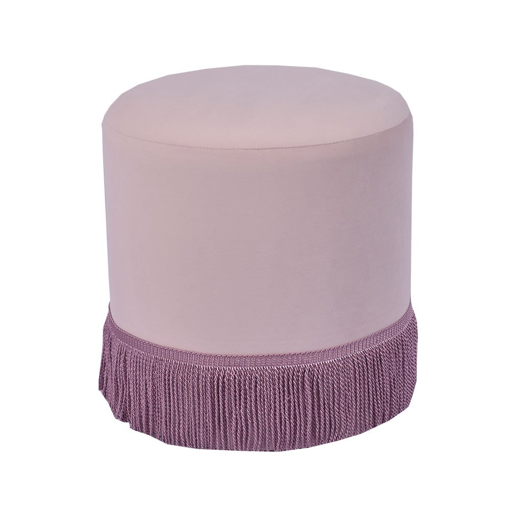 Custom 15.7'' Light Purple Upholstered Pouffe Ottoman with Tassel