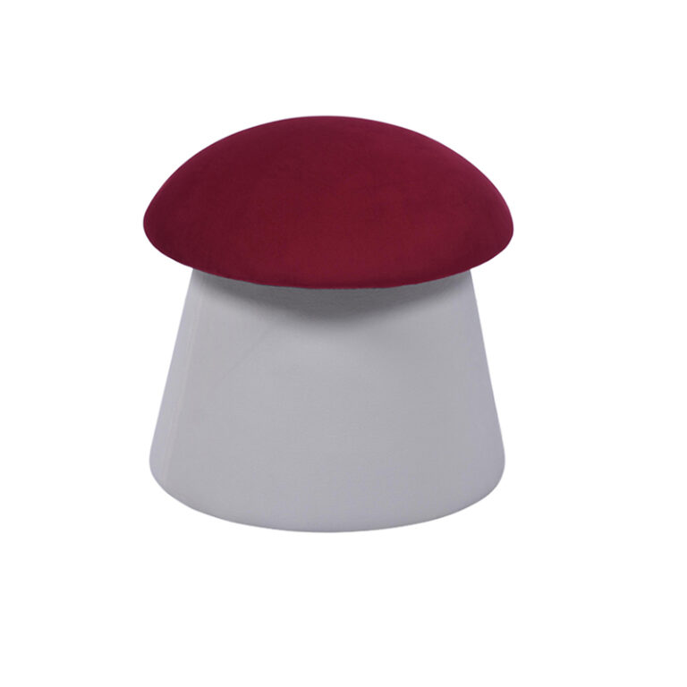 Wholesale 16''Red White Soft Upholstered Mushroom Ottoman Footstool with Storage