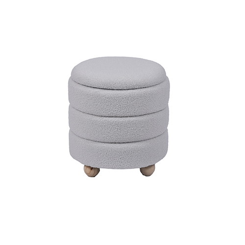 Wholesale 16.5'' White Ottoman with Wood Balls in Channel