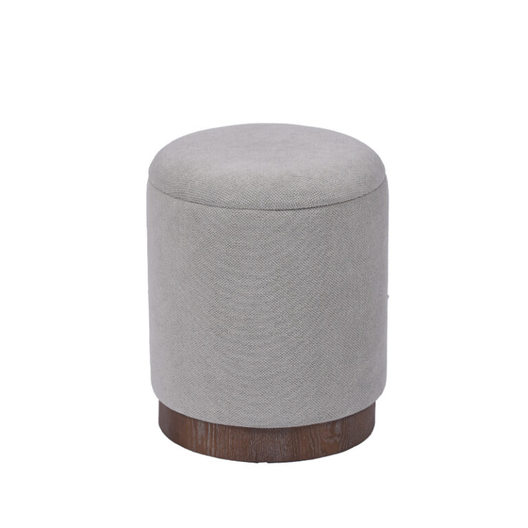 Wholesale 13'' Light Grey Fabric Round Footstool Pouf with Storage