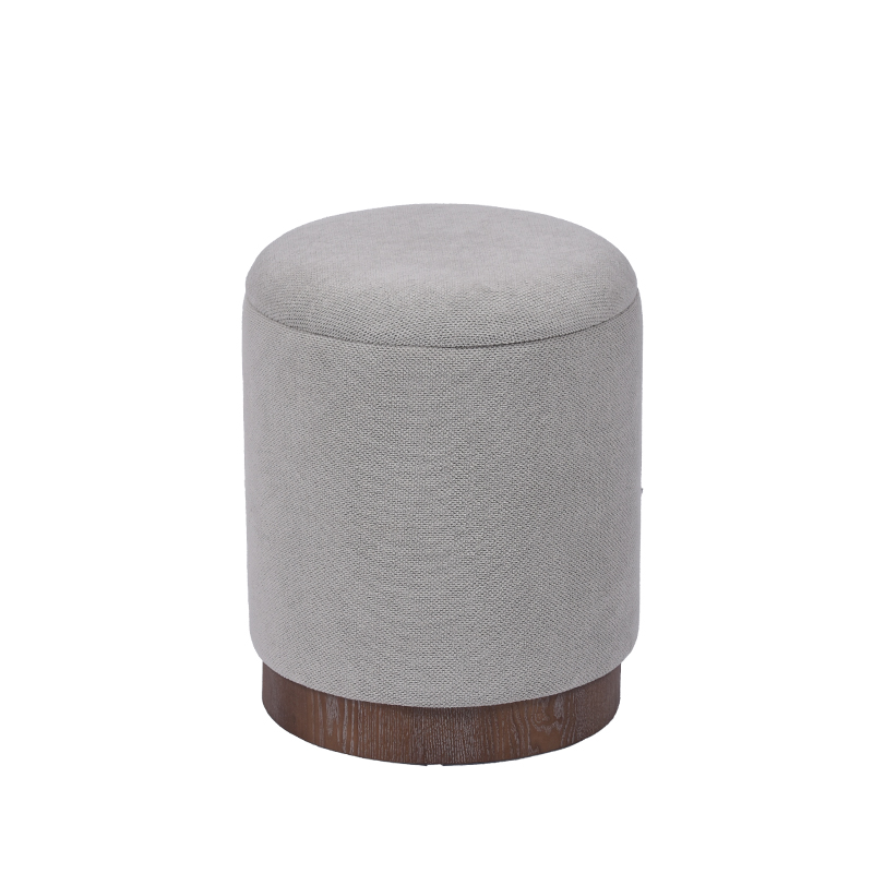 Wholesale 13'' Light Grey Fabric Round Footstool Pouf with Storage