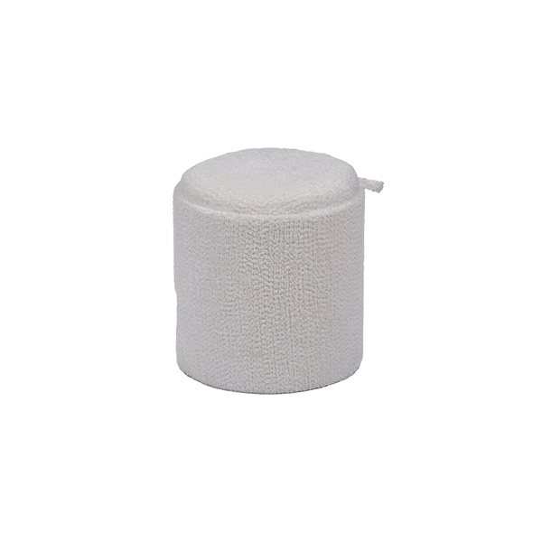 Round White Teddy Fabric Ottoman Storage and Tray at Fuzhou Fytch