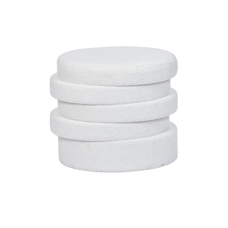 Custom 20.5'' Wide Circular Boucle Ottoman Pouf