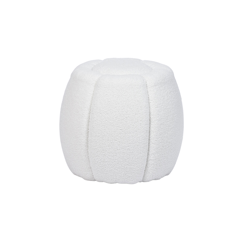 Wholesale 18.5'' White Boucle Flower Pumpkin Pouf Cloud Ottoman Footstool