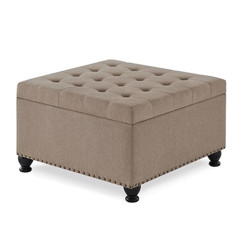 Custom 33.5'' Square Grey Velvet Button Tufted Ottoman Coffee Table Manufacturer