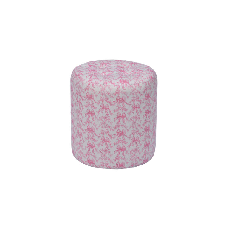 Custom 15.7'' Pink Velvet Small Round Sofa Footstool Pouf Manufacturer