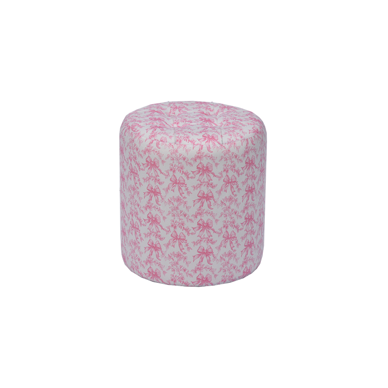 Custom 15.7'' Pink Velvet Small Round Sofa Footstool Pouf Manufacturer