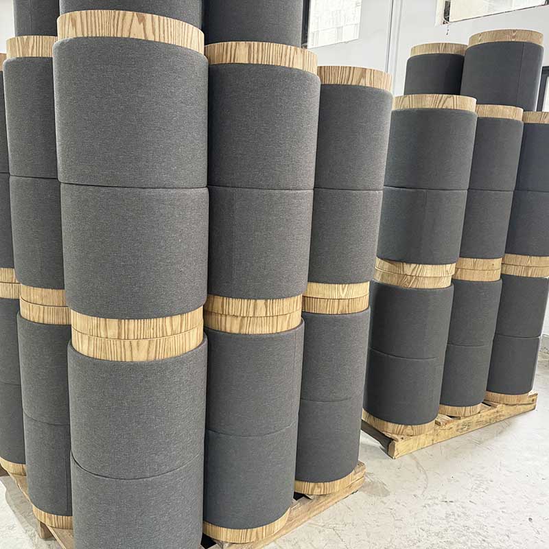 Wholesale 13'' Light Grey Fabric Round Footstool Pouf with Storage