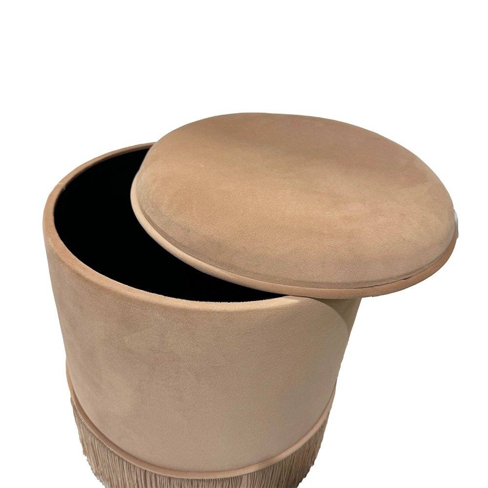 Custom 15.7'' Light Purple Upholstered Pouffe Ottoman with Tassel