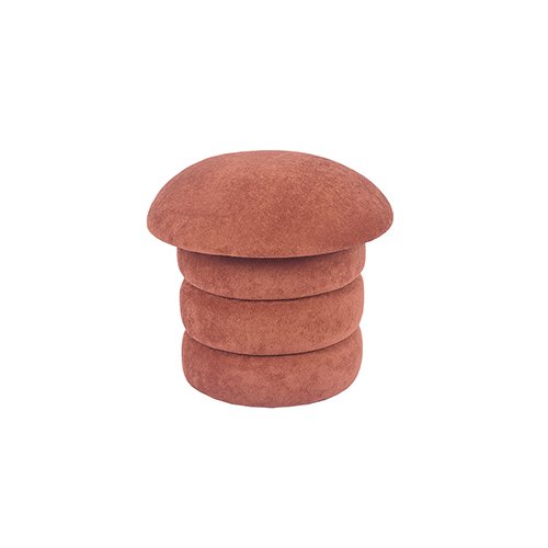 17.7'' Mushroom Upholstered Terracotta Orange Pouffe with Storage