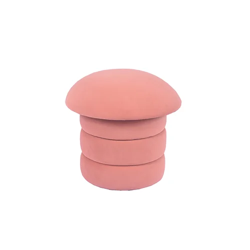 Pouffe with Storage in 17.7'' Mushroom Upholstered Pink