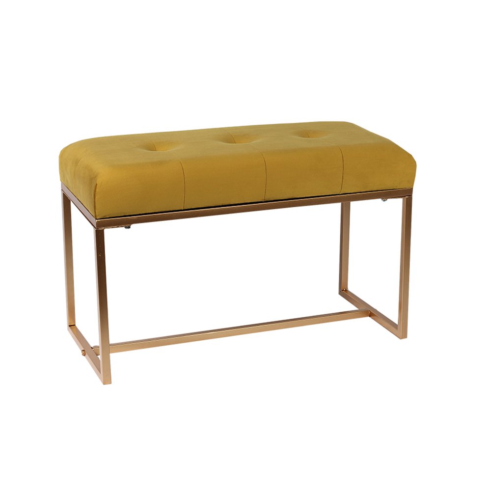 Wholesale 31.5'' Light Brown Velvet Long Footstool Bench with Metal Leg