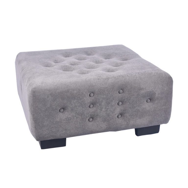 Custom 33.5'' Square Grey Velvet Button Tufted Ottoman Coffee Table Manufacturer