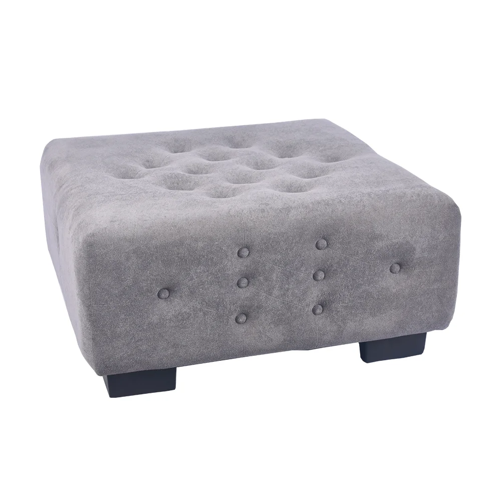 Custom 33.5'' Square Grey Velvet Button Tufted Ottoman Coffee Table Manufacturer