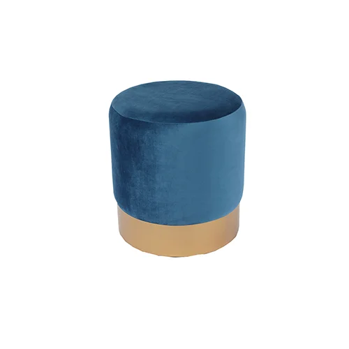 Custom 14.6'' Blue Ottoman with Iron circle