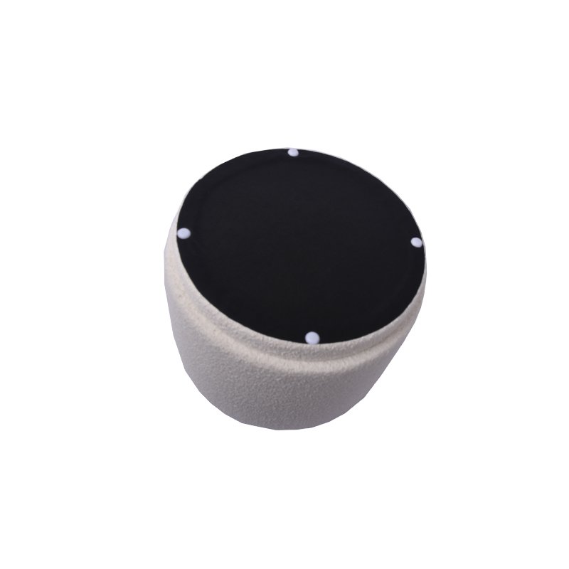 20'' White Boucle Footstool Round Ottoman Storage Pouffe