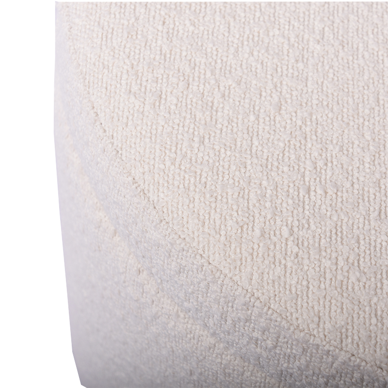 20'' White Boucle Footstool Round Ottoman Storage Pouffe