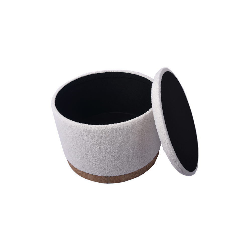 24 Inches Large Circle Ottoman Furniture with Storage and Lid
