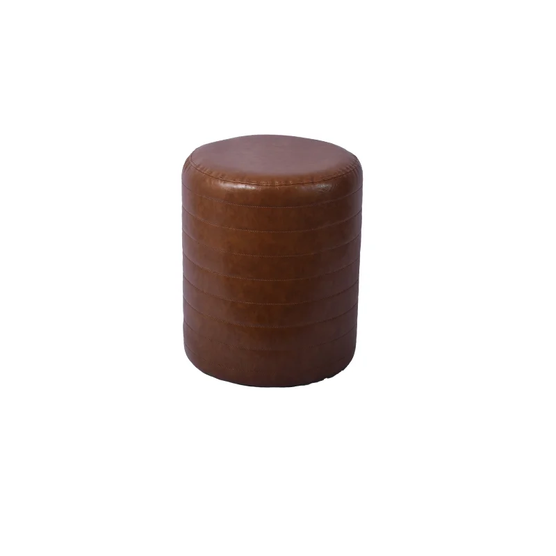 Customize Modern Indoor Furniture Round Leather Ottoman Pouf