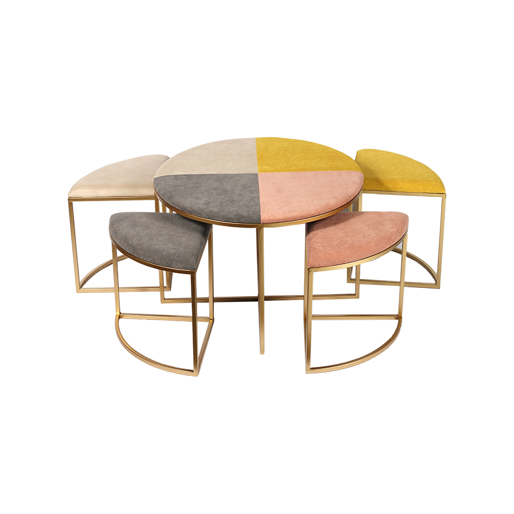 Custom 5-in1 Ottoman Coffee Set with Nesting Stools Free Design Wholesale