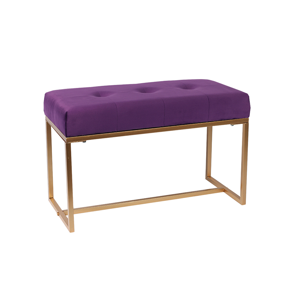 Wholesale 31.5'' Light Brown Velvet Long Footstool Bench with Metal Leg