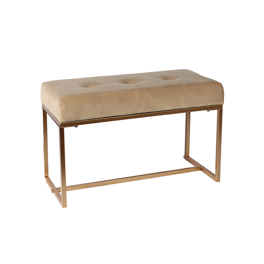 Wholesale 31.5'' Light Brown Velvet Long Footstool Bench with Metal Leg