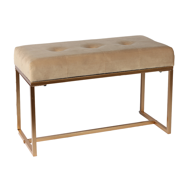 Wholesale 31.5'' Light Brown Velvet Long Footstool Bench with Metal Leg