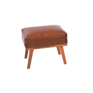 20‘’ Mid-Century Sofa Set Light Brown Leather Ottoman Footstool