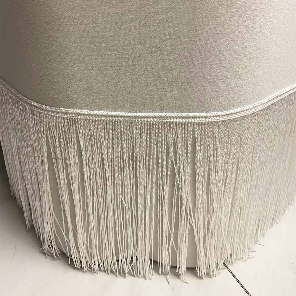 Custom 15.7'' Light Purple Upholstered Pouffe Ottoman with Tassel