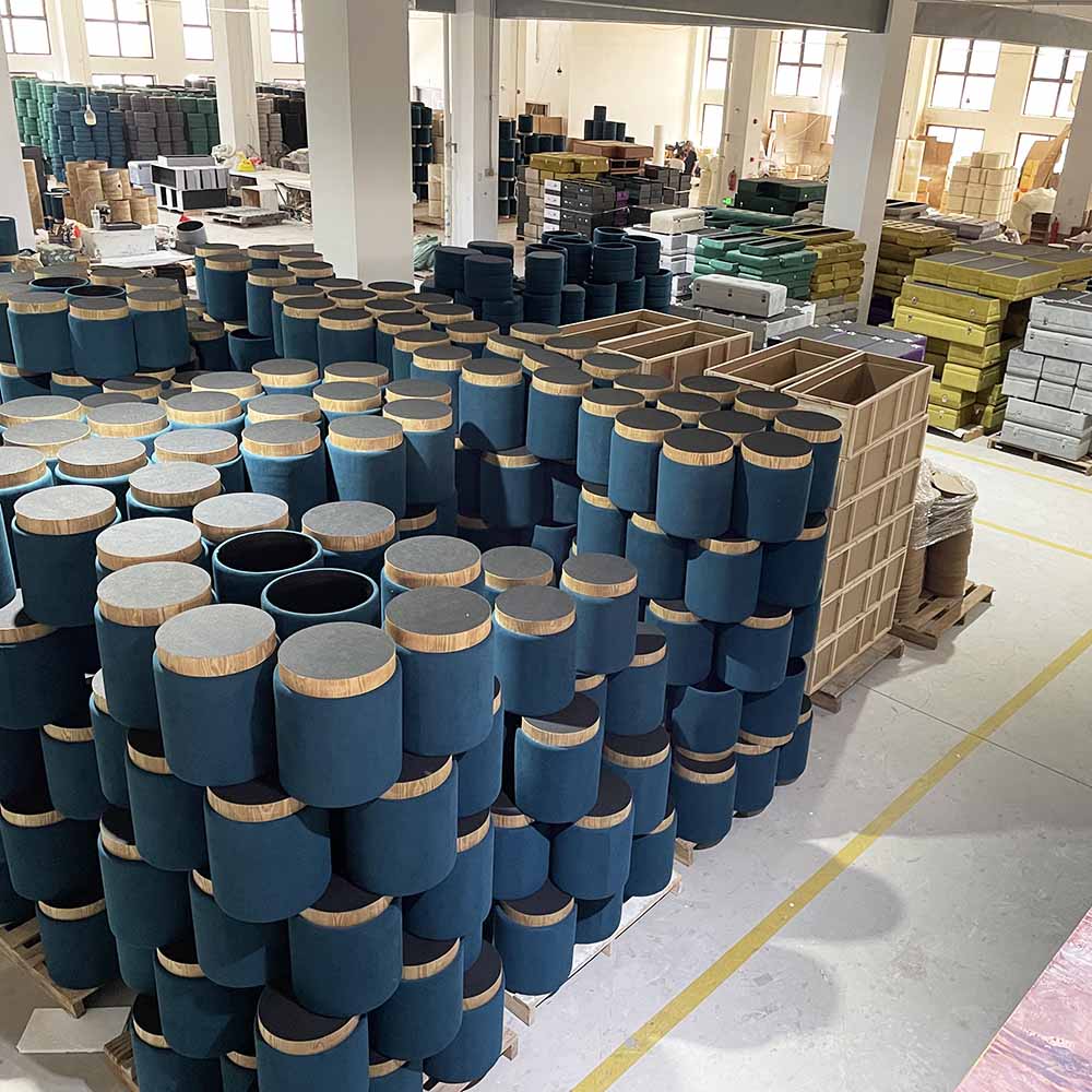 40HQ Container Loading Round Storage Ottoman 930 Units Bulk Pricing Factory Direct Shipping