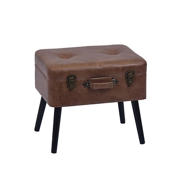 Brown Leather Ottoman Custom suitcase stool Factory Direct Free Samples