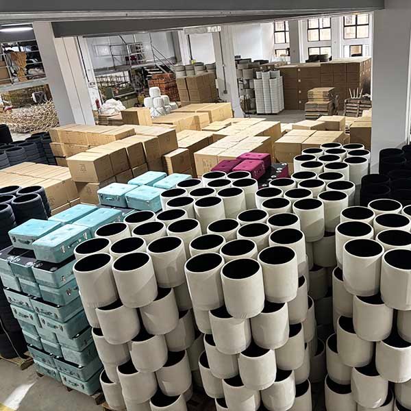 Round Leather Storage Ottoman Custom Ottoman Wholesale Manufacturer Free samples