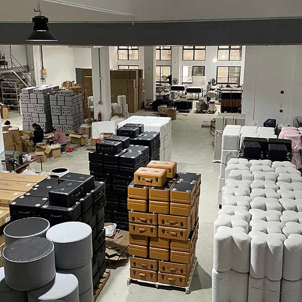 Custom 56cm Leather Pouf Footstool Pouf Wholesale Fress design